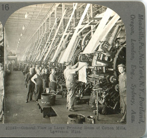 Printing Room Of Cotton Mills, Lawrence, Mass.-Keystone Ed. Set Stereoview #16