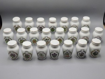 22er Set Vintage Gloria Concepts Franklin Mint Kräuter- & Gewürzgläser mit Deckel - 1985