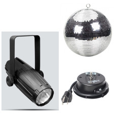 Chauvet LED Pinspot 2 spot light  Mirror Ball 16" Motor