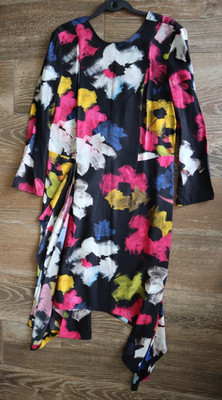 Colville CVS20516A Women Sz IT 42 US 6 Black Floral Asymmetric Midi Dress $1,575