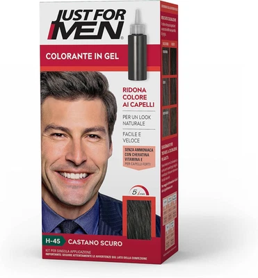 Shampoo Colorante, H45 � Castano Scuro, Tinta Capelli Uomo, Senza Ammoniaca, Cop