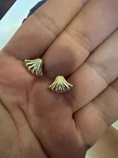 14K Gold Oyster Shell Stud, Seashell Earrings, Nautical Symbol Stud, Best Friend
