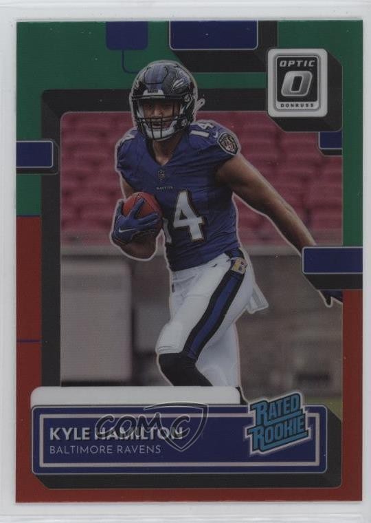 2022 Panini Donruss Rated Optic Preview Red & Green Kyle Hamilton Rookie RC 4f5