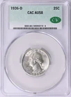 1936 D Washington Quarter CACG AU58 #345943112 a real stunner