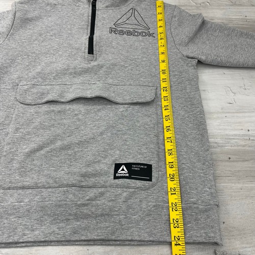 Reebok Gray Victory Half Zip Long Sleeve Hooded Pull Over Sweatshirt Boys 18 - Picture 10 of 10