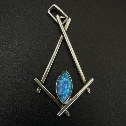 Modernist Opal Anhänger Abstrakt 925 Silber CJ Designer Vintage pendant - Bild 3 von 6