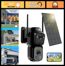 4K Wireless Solar Security Camera Outdoor, Dual Lens PTZ, Night Vision, PIR Sens