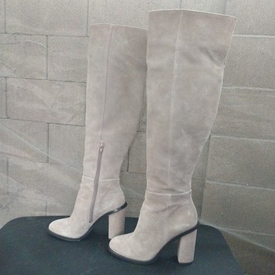 Gianni Bini Barrine Suede Over The Knee Block Heel Tall Boots Size 7 Taupe Grey