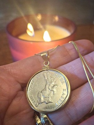Beatrix Potter's Peter Rabbit G-F Coin Pendant Necklace, 2017 Queen Elizabeth II