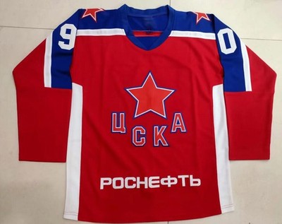 Retro Kaprizov 97 Sorokin 90 Team CSKA Russia Hockey Jersey Sewn