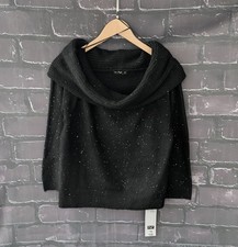 Women's F&F Jumper black sparkly cowl neck party soft knitwear warm cosy - Small