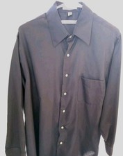 Geoffrey Beene large 16 1/2 32/33 wrinkle free sateen Gun Metal Gray New