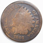 1866 Indian Head Penny Cent About Good (AG)