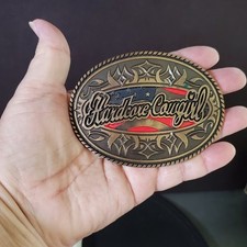 Montana Silversmiths Hardcore Cowgirl Belt Buckle USA Flag Oval Bronze Western
