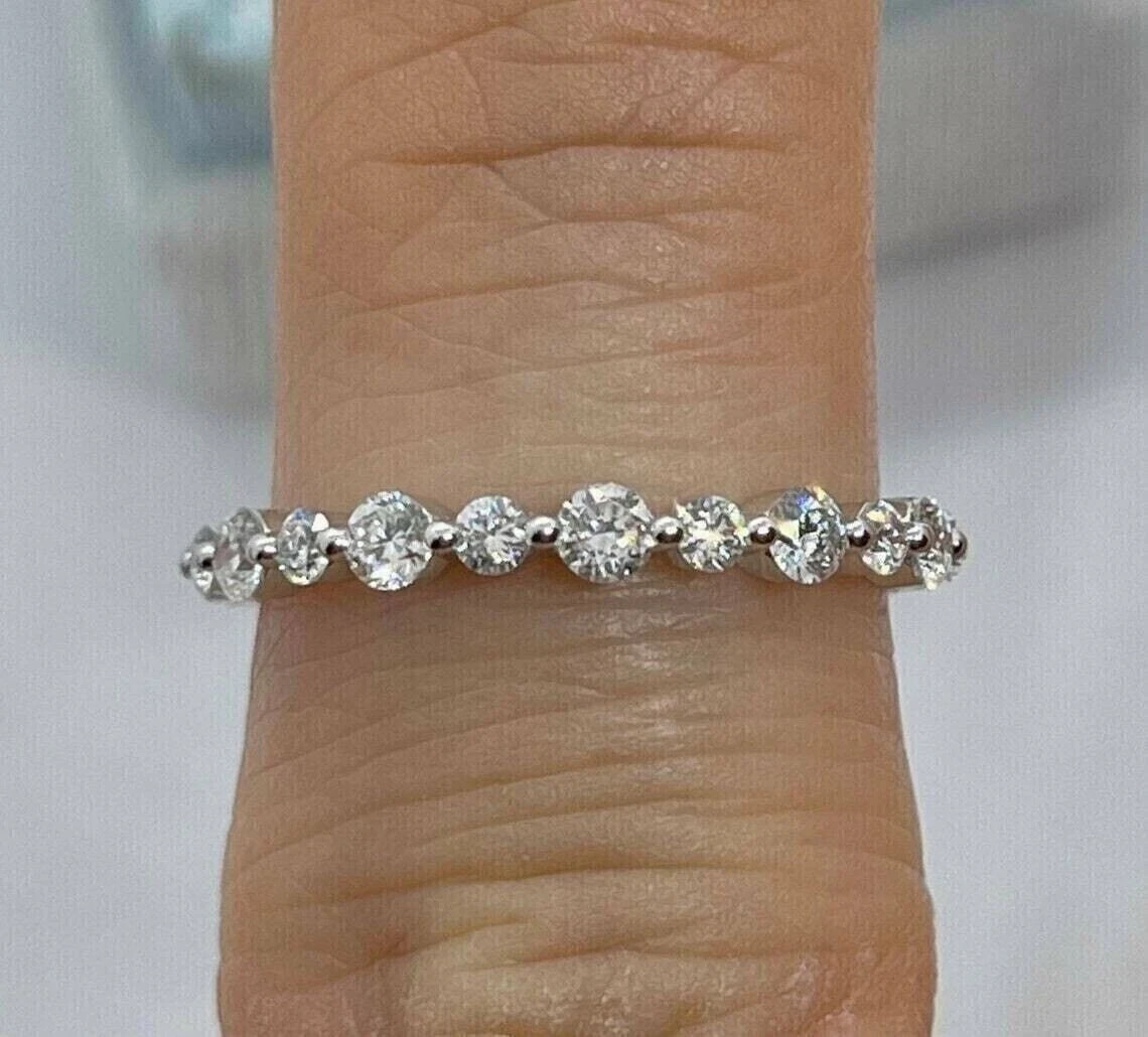 2Ct Round Cut Lab-Created Diamond Eternity Band Ring14k White Gold Plated Silver