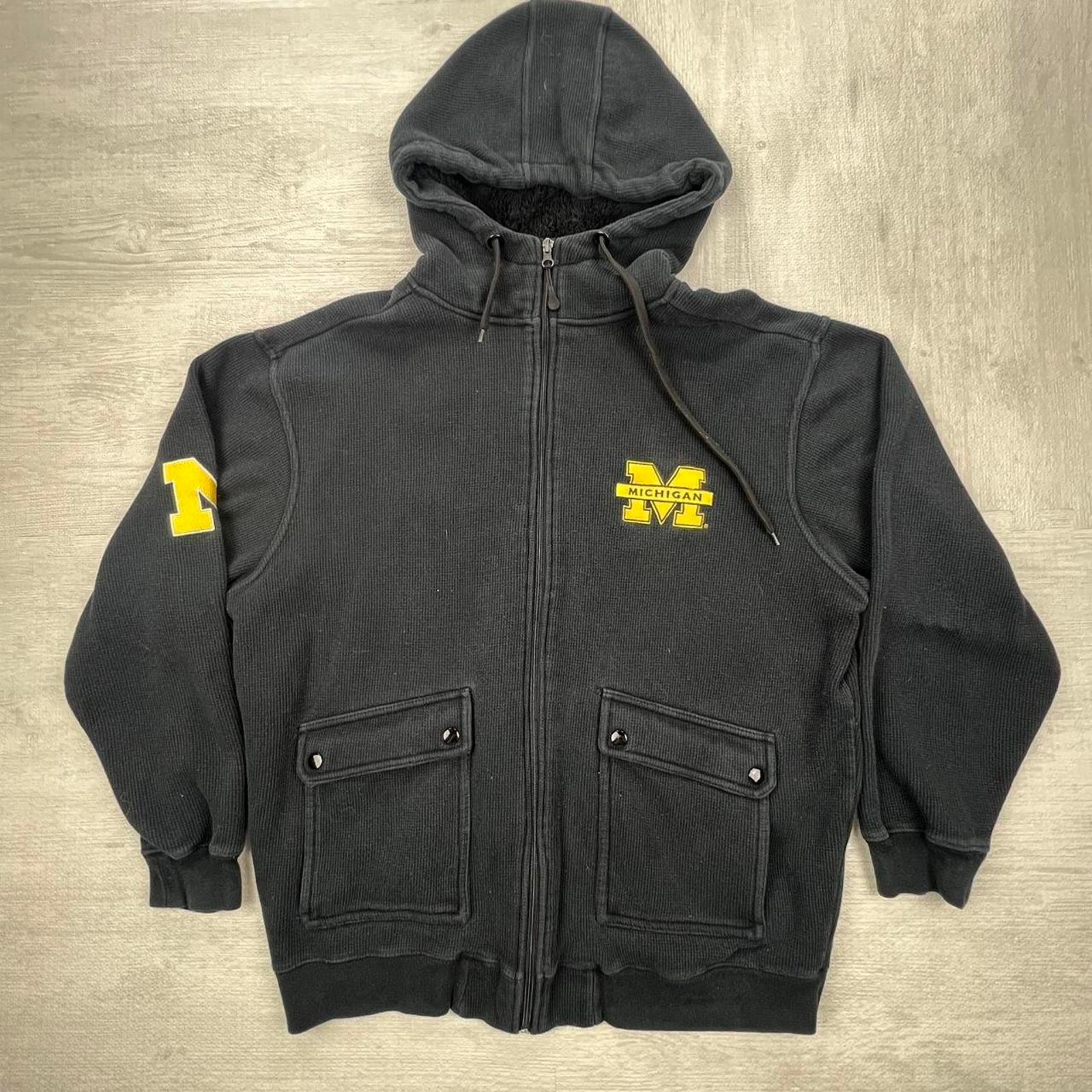 Vintage Y2K Michigan Wolverines Full-Zip Sweatshirt Size: L Black NCAA College