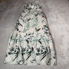Banana Republic Dress Women Extra Small Green Cream Tiered Faux Button Down Maxi