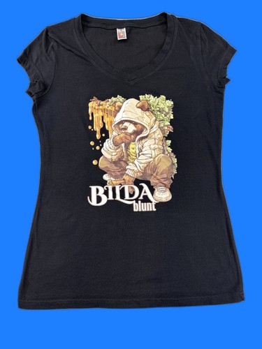 Pro Club Bilda Blunt Streetwear Graphic Tee Womens L Black Cotton Regular Fit