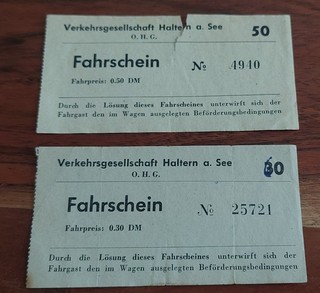 Fahrscheine der Verkehrsgesellschaft Haltern am See ... 50er oder 60er Jahre