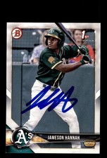 Signed Baseball Card Auto Jameson Hannah 2018 Bowman Draft #BD-160 Oakland A's