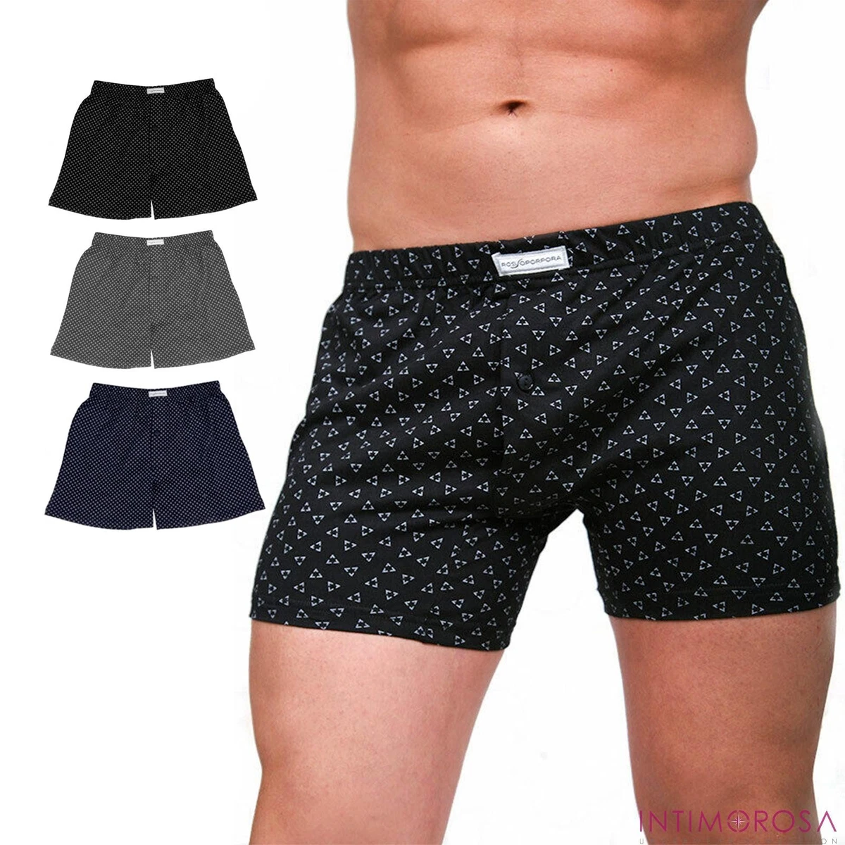 4 Boxer Uomo BAKIS A Quadri E Righe Multicolore, 75% Cotone, Vita Elastica, Taglia L (6), Set Intimo