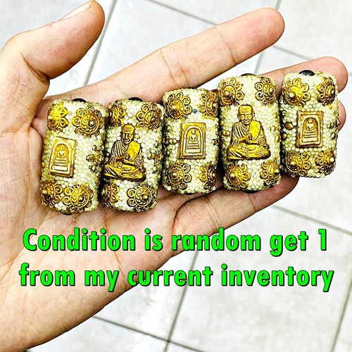 Ancient Gold Takrut Leklai Crystal Relic Somdej Toh WatPhaKaew Thai Amulet 17882 - Picture 9 of 10