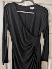 Vintage LBD Dark Feminine Calvin Klein Career Dress Black Long Sleeve Size M