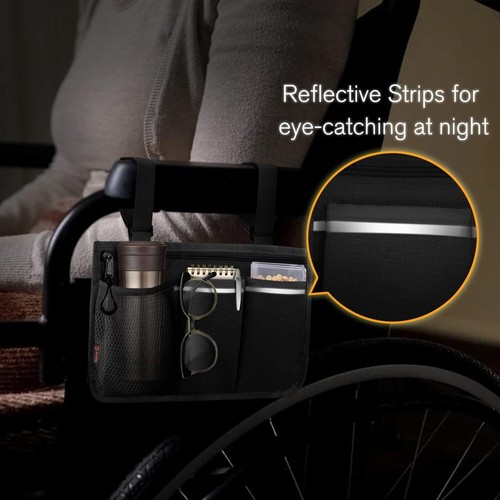 Wheelchair Side Storage Bag Wheelchair Armrest Accessories Pouch Organizer - Picture 4 of 8