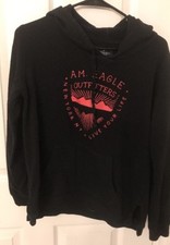 American Eagle Outfitters Women's Sz S Black W Pink/Red Hoodie