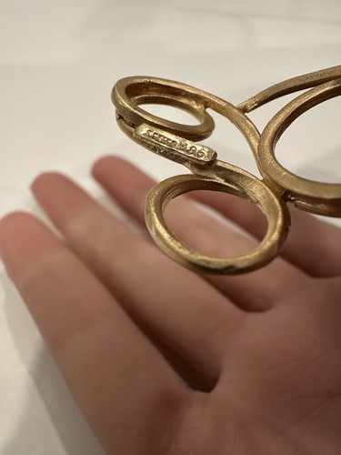 I. REISS 14K Oxidised Yellow Gold Wavy Bangle Bracelet 30 mm Wide. - Picture 5 of 5
