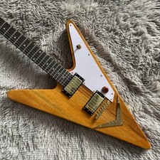 Reverse Flying V Yellow Electric Guitar Solid HH Pickups Thu Body in US Stock