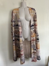Lularoe Women's Aztec Purple Orange  Duster Open Front Sarah Cardigan Size S