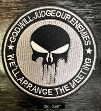 The Punisher "God Will Judge Our Enemies..." Embroidered Iron-on Patch