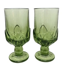 (2) Vintage MCM Franciscan Cabaret Green Glass Tall Iced Tea Glassware