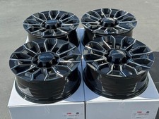 22 Wheels 22x9 8x180 Rims Gmc Sierra 2500 Hd 3500 2500hd Set Of 4 Gloss Black