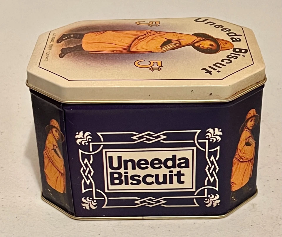 Vintage Bristol Ware Nabisco Uneeda Biscuit Tin Box Child Raincoat 5.25" x 4.25" - Image 3 of 4