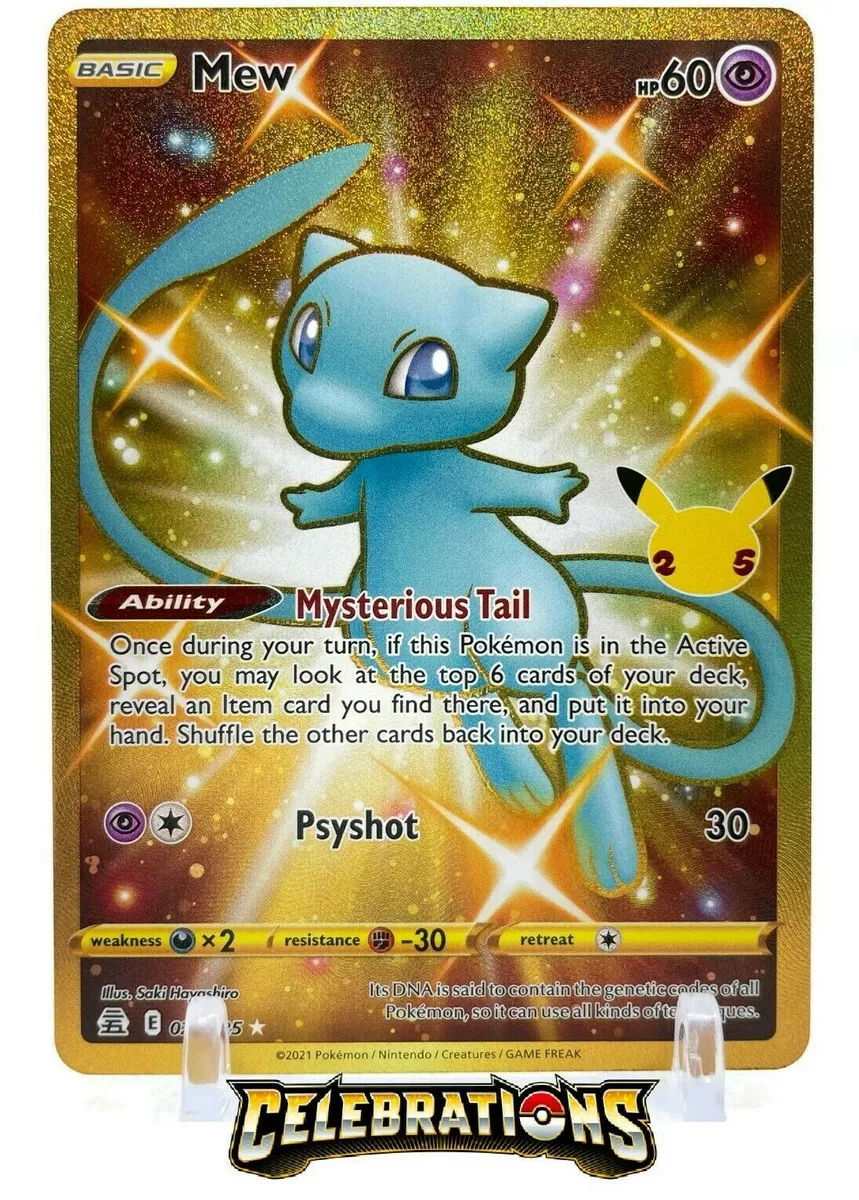 RARE Pokémon TCG Mew V Pokemon Gold Foil Fan Art Pokemon Card, MINT  CONDITION