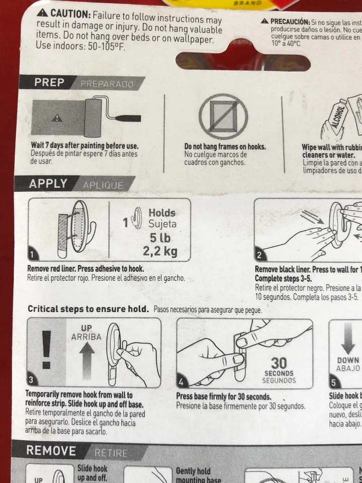 (4) PACK 3M 17053BN COMANDO DISEÑADOR GANCHO GRANDE TIENE CAPACIDAD 5 lb. PLATA DECORATIVA Foto 4 de 4