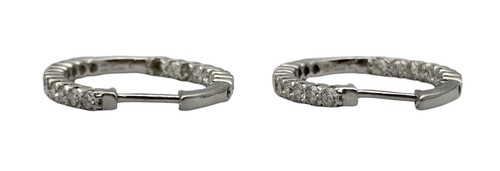 Authentic 14K White Gold 1.25 CTW Lab Grown Diamond Hoop Earrings - Picture 6 of 8
