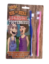 Funny HIS AND HERS REDNECK TOOTHBRUSH Billy Bob Gag Gift Joke Prank Hillbilly & 