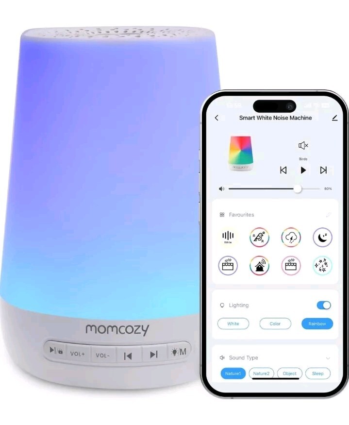 Momcozy Baby Sound Machine for Baby Sleeping with Night Light - White-image