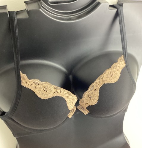 36C Boost Plunge Bra Cotton Blend Cool Soft BLACK Cacique Lane Bryant 237464 New - Picture 5 of 7