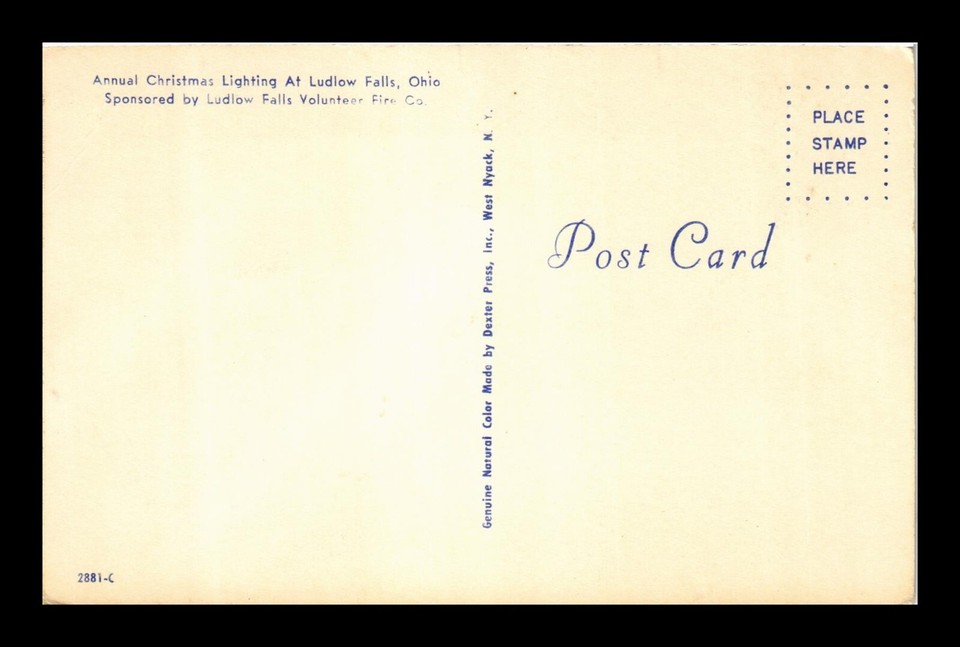DR JIM STAMPS POSTCARD ANNUAL CHRISTMAS LIGHTING AT LUDLOW FALLS OHIO