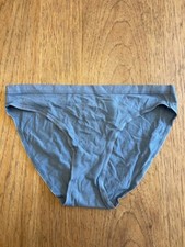 Victoria's Secret Solid Denim Blue Logo SMALL Stretch Cotton Bikini Panty VS