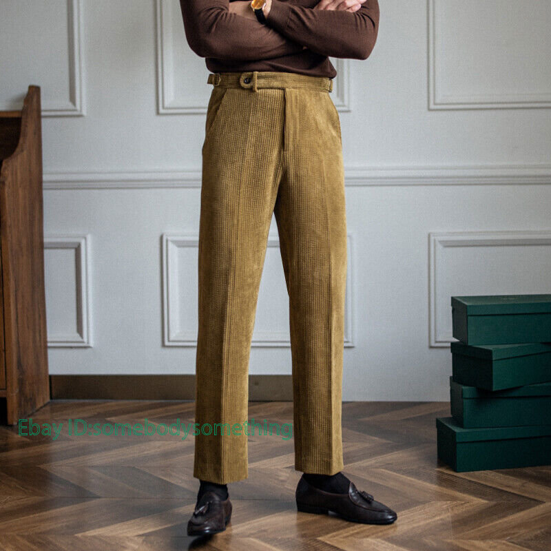 Men Corduroy Pants Casual Business Retro 60s 70s Slim Fit Men Corduroy Pants Casual Business Retro 60s 70s Slim Fit