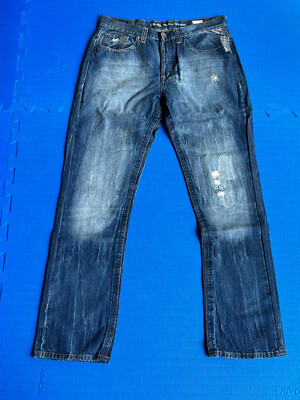 55626 Herren Hose Jeans Wear Okay Gr. 52 W36 L34 blau jeansblau ; Knöpfe