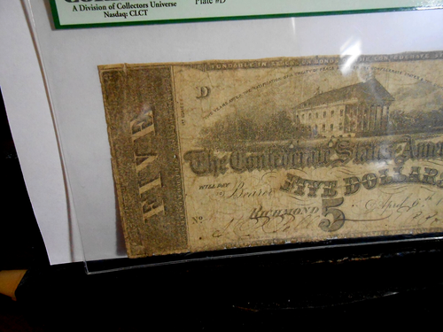 PCGS Very Good 8 1863 T-60 Confederate States Of America $5 Dollar Note! - Picture 2 of 4