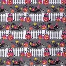 Feline Drive Fabric HAPPY HALLOWEEN Fence Vampire Cats - Fat Quarter 18x22" FQ