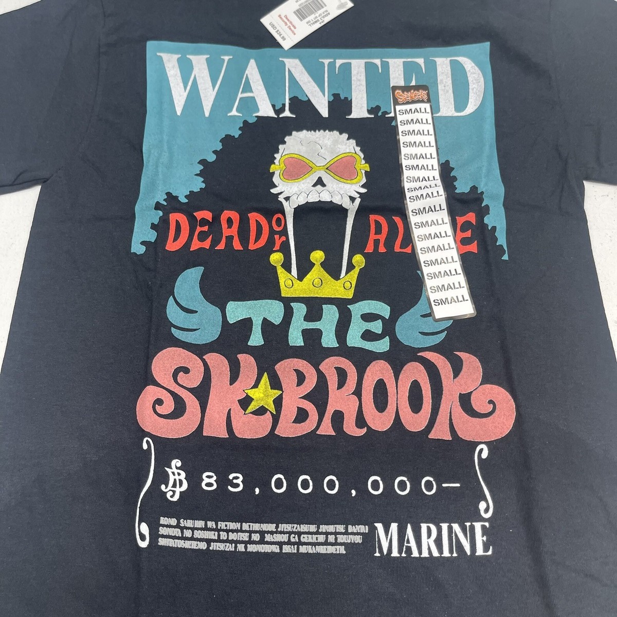 One Piece Black Graphic Brook Wanted Poster T Adults Small New