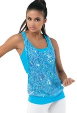Ultra Sparkle Loose Tank Top for Hip hop, Jazz, Tap-turquoise-Medium Child Size